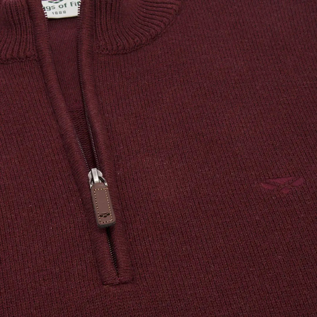 Burgundy Hoggs of Fife Falkirk 1/4 Zip Pullover ideal for country clothing and outdoors