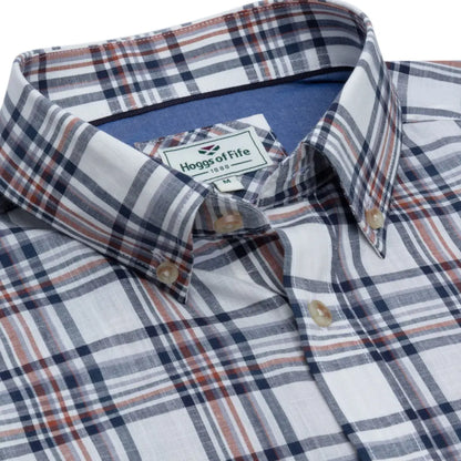 Plaid Fife Girvan short sleeve shirt with collar and brand tag showing off style