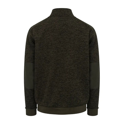 Dark green Heathered sweatshirt with high collar and contrasting sleeves from Green King zip knit