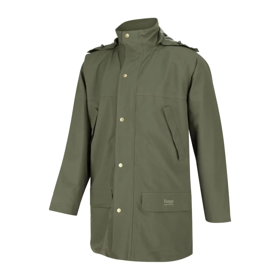 Olive green military-style coat, Fife’s best selling Green King II waterproof jacket