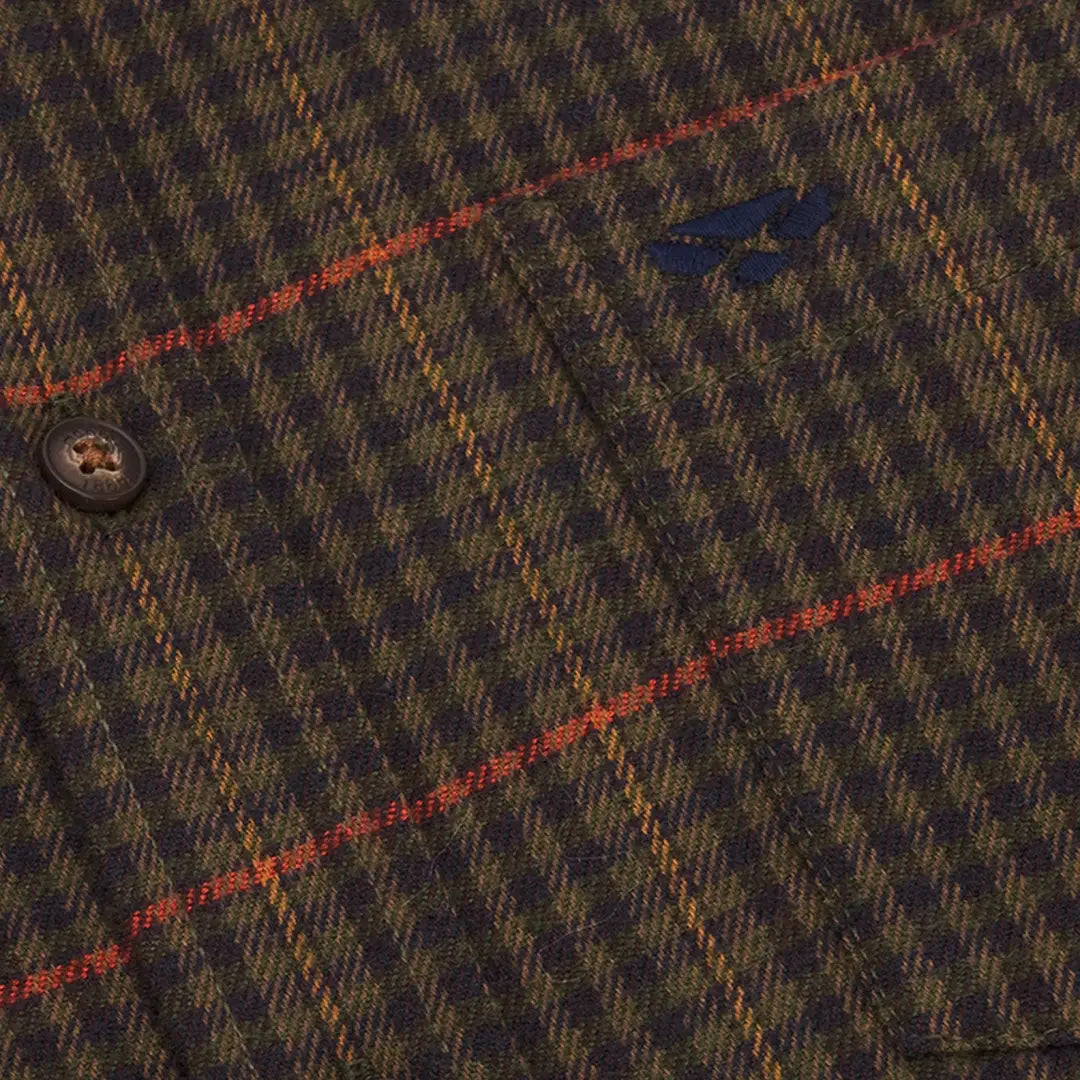 Tweed fabric with diagonal pattern and red accents on Hoggs of Fife country shirt