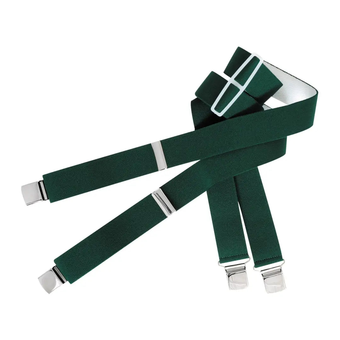 Dark green heavy duty braces with sturdy metal clips from Hoggs of Fife