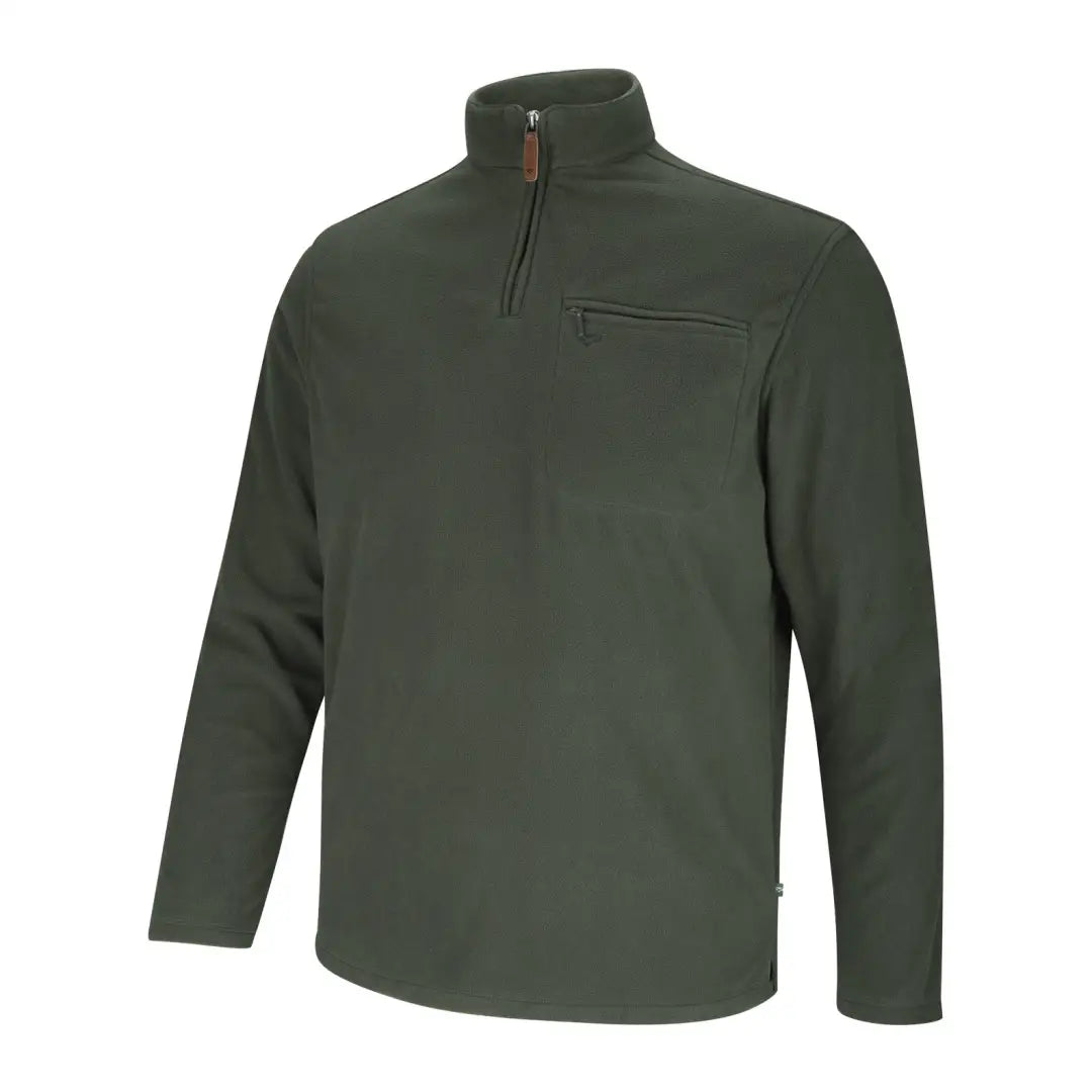 Dark green Hoggs of Fife Islander micro-fleece shirt with quarter-zip and chest pocket