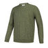 Olive green Fife Jedburgh crew neck cable knit sweater for cozy style