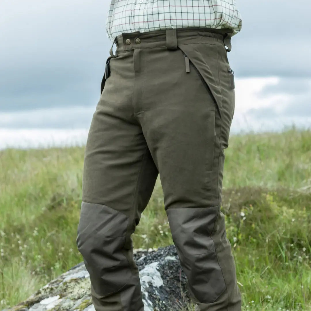 Olive green Kincraig Waterproof Field Trousers with reinforced knees for outdoor adventures