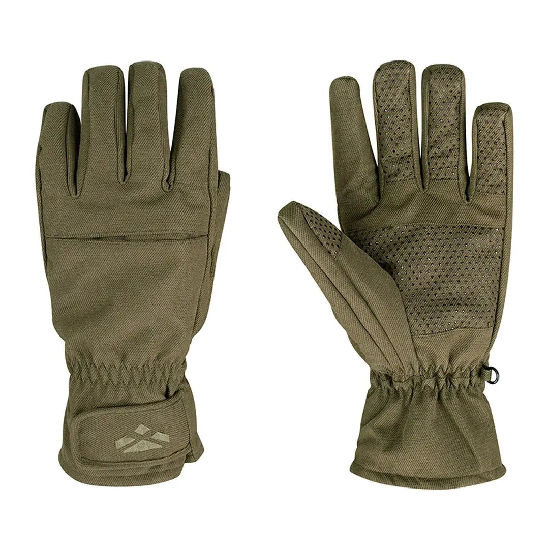 Olive green Kincraig Waterproof Gloves with textured palms and elastic wrists