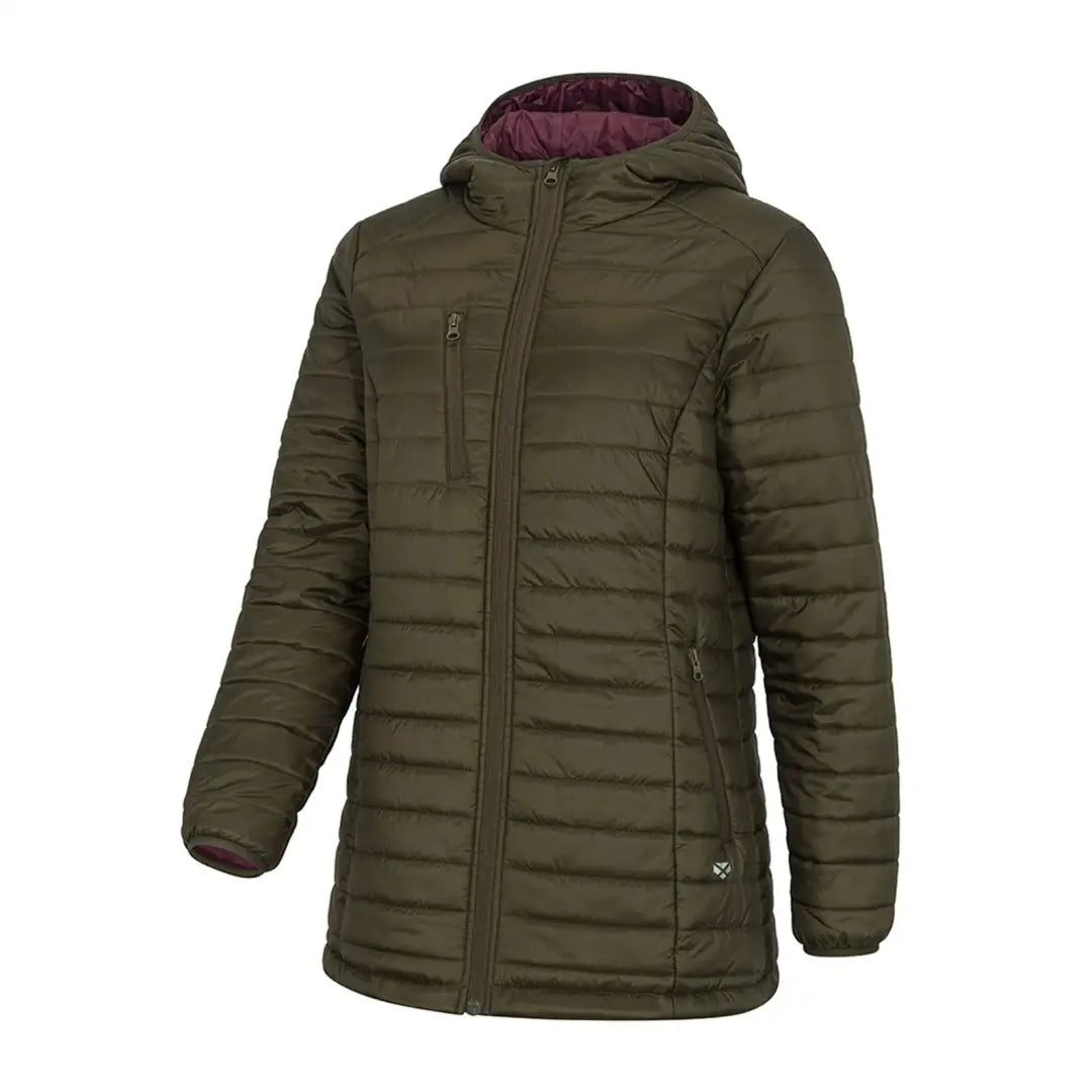 Olive green Hoggs of Fife Kingston Ladies Hooded Jacket perfect for country clothing