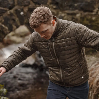 Man in a brown quilted Hoggs of Fife Kingston Rip-Stop Jacket outdoors for hunting