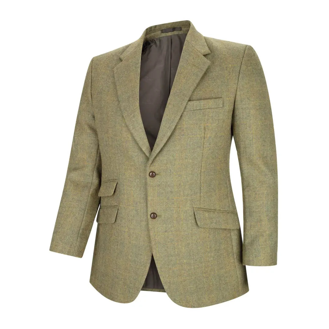 Olive green Hoggs Of Fife Kinloch Sports Jacket with two buttons and flap pockets