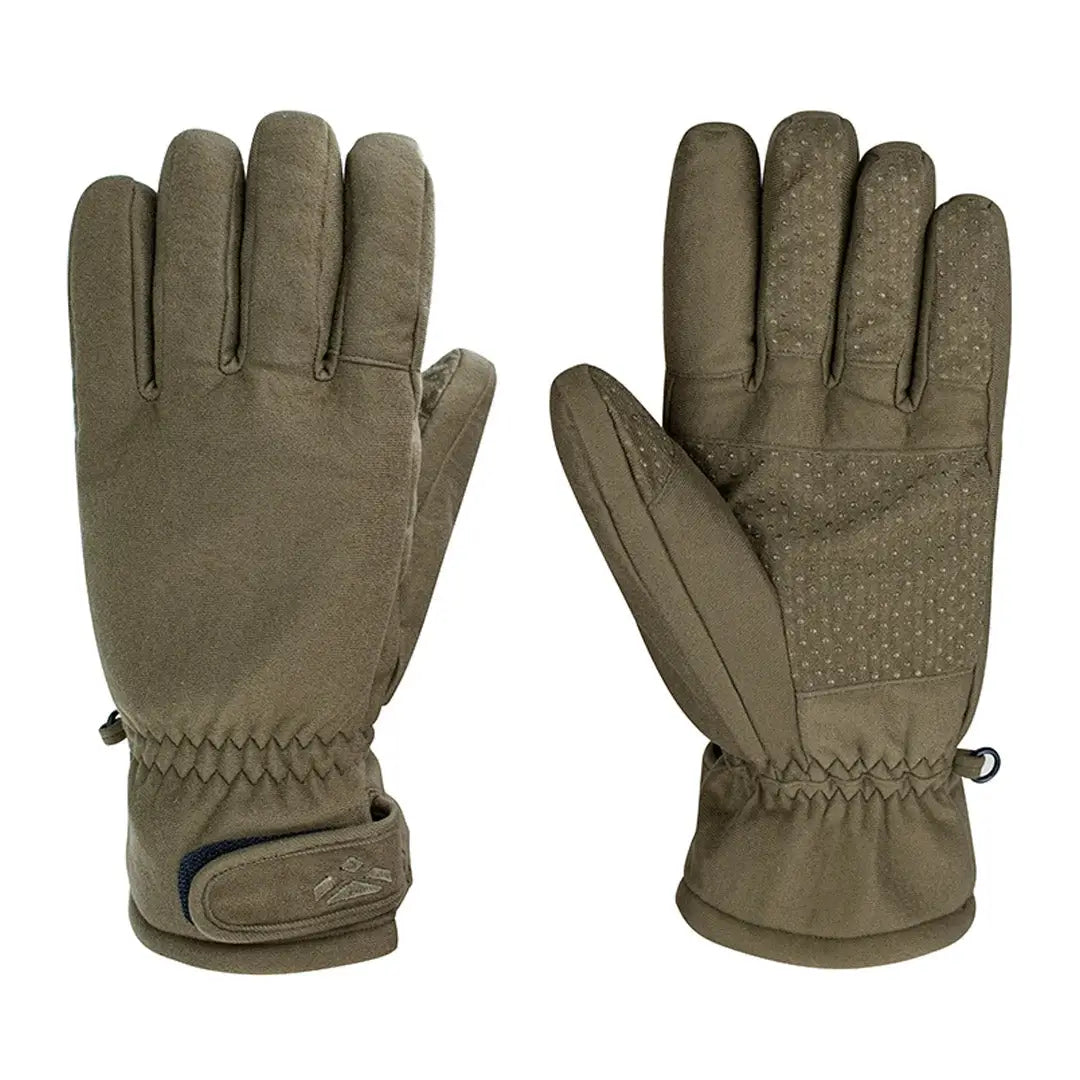 Olive green Hoggs of Fife Kinross Waterproof Gloves with textured palms and elastic wrists