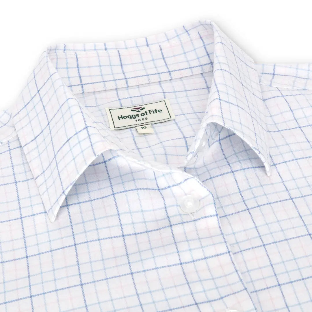 White dress shirt with blue and gray check, perfect for Hoggs of Fife Ladies Callie Twill