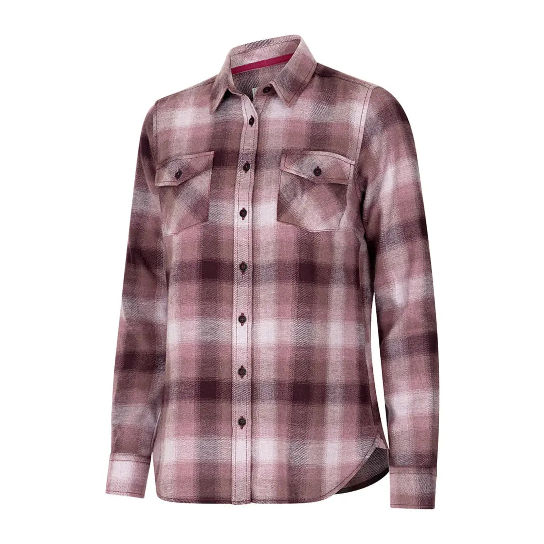 Plaid Isla Flannel Check Shirt in pink and burgundy with two stylish chest pockets