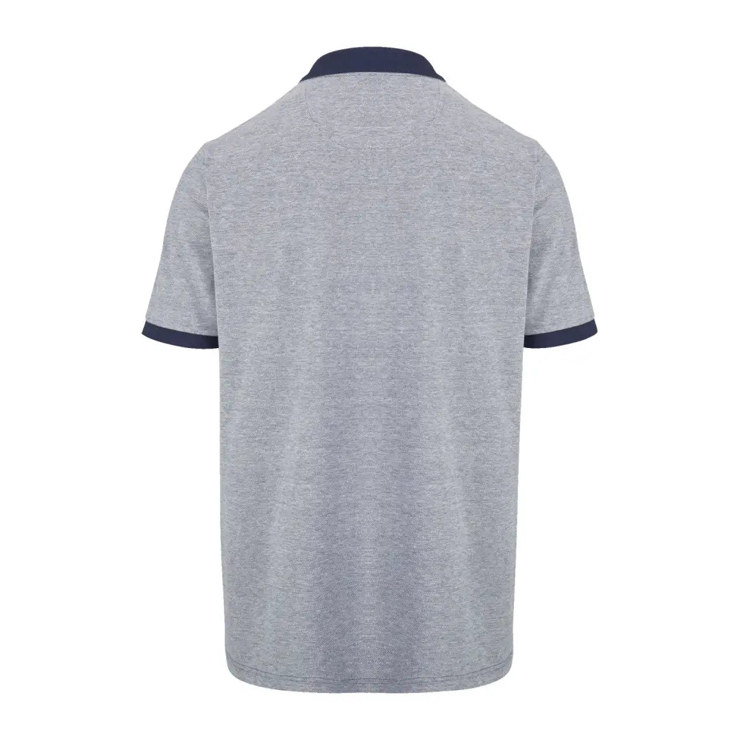 Gray Fife Largs Polo Shirt with navy collar and sleeve trim for a stylish look