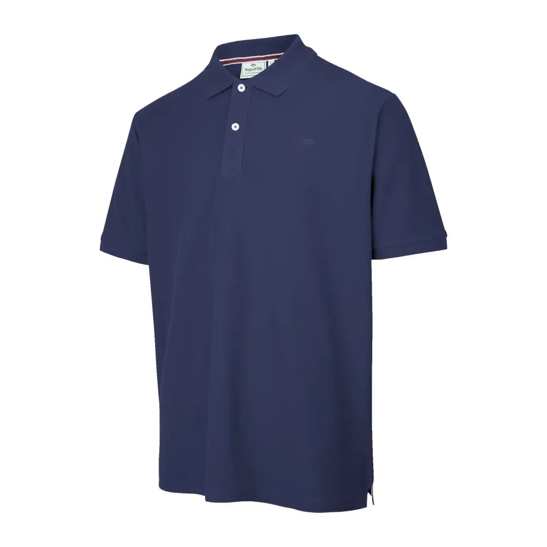 Navy blue Fife Largs Polo shirt with short sleeves and two-button placket