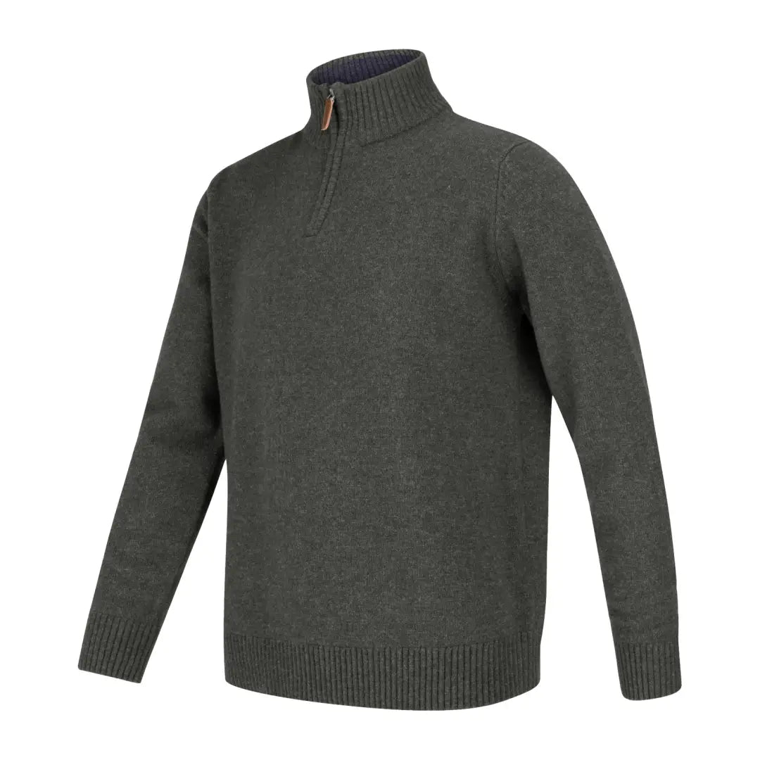 Dark green Hoggs of Fife zip neck pullover with a cool quarter-zip collar