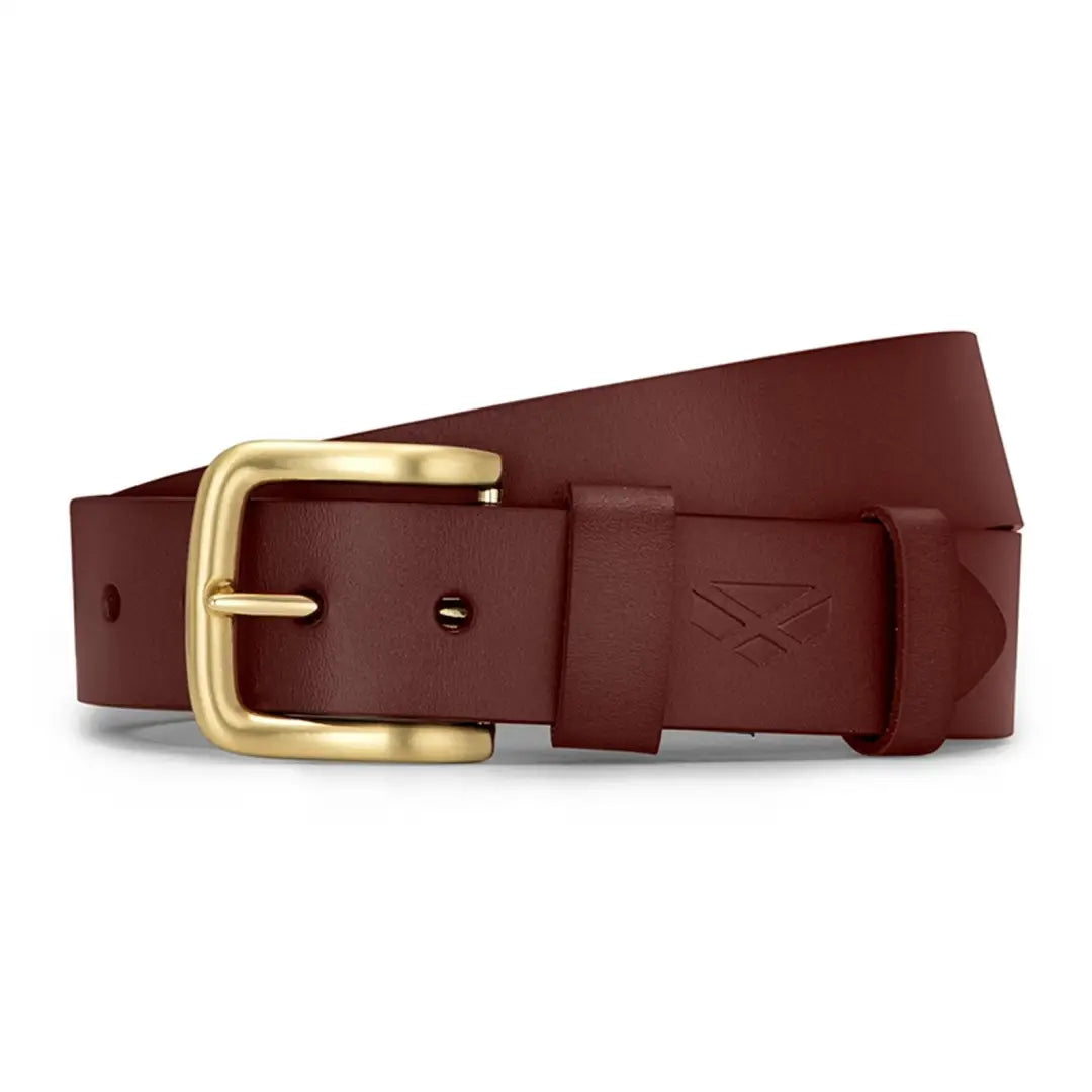 Brown leather belt with gold buckle from Hoggs Of Fife Luxury Leather collection