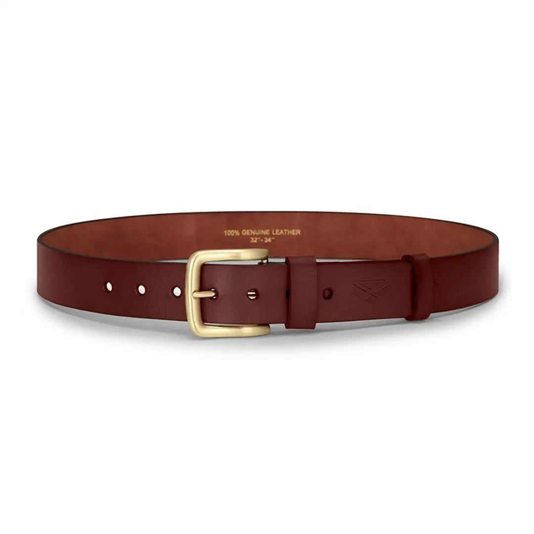 Brown leather belt with brass buckle from Hoggs Of Fife Luxury Leather collection