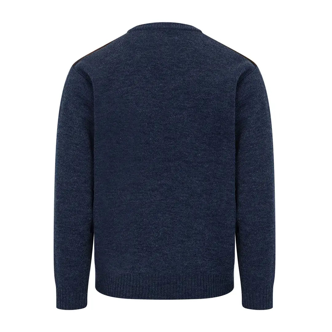 Navy blue knit Hoggs Of Fife Melrose II Crew Pullover, perfect for country clothing and outdoors