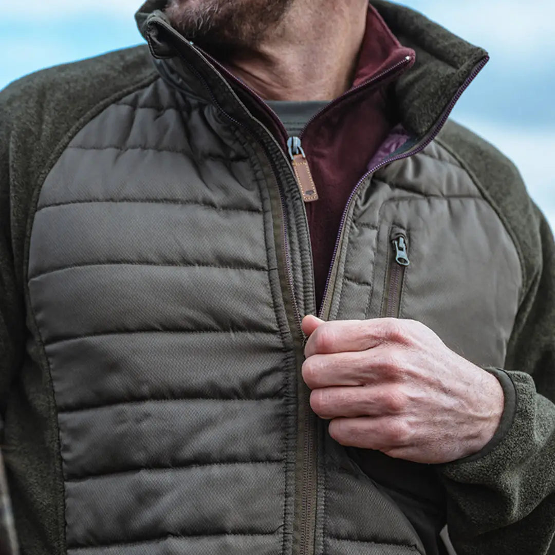 Quilted outdoor Hoggs of Fife Melville Hybrid Jacket with fleece sleeves and collar