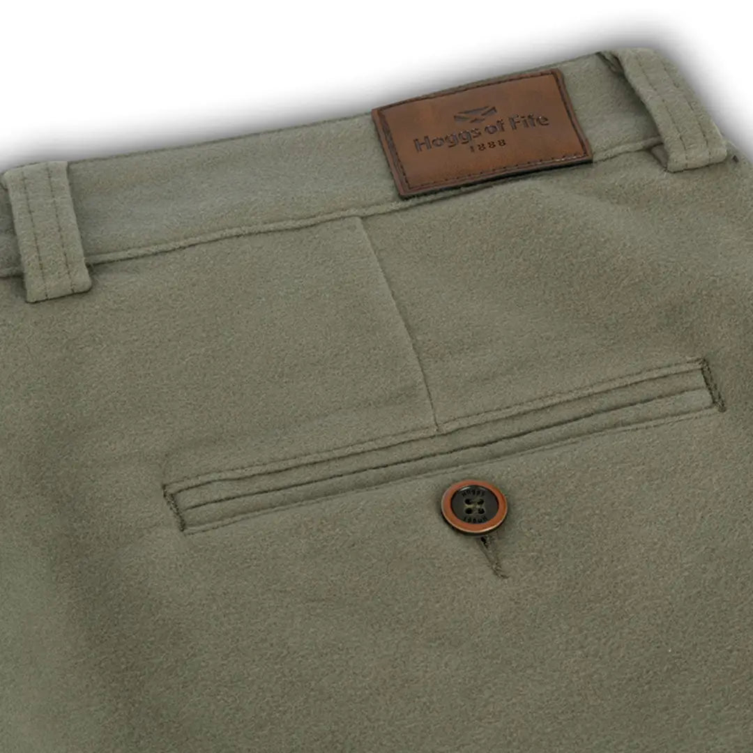 Khaki Chino Pants with Leather Patch, Iconic Monarch Moleskin Trousers Style