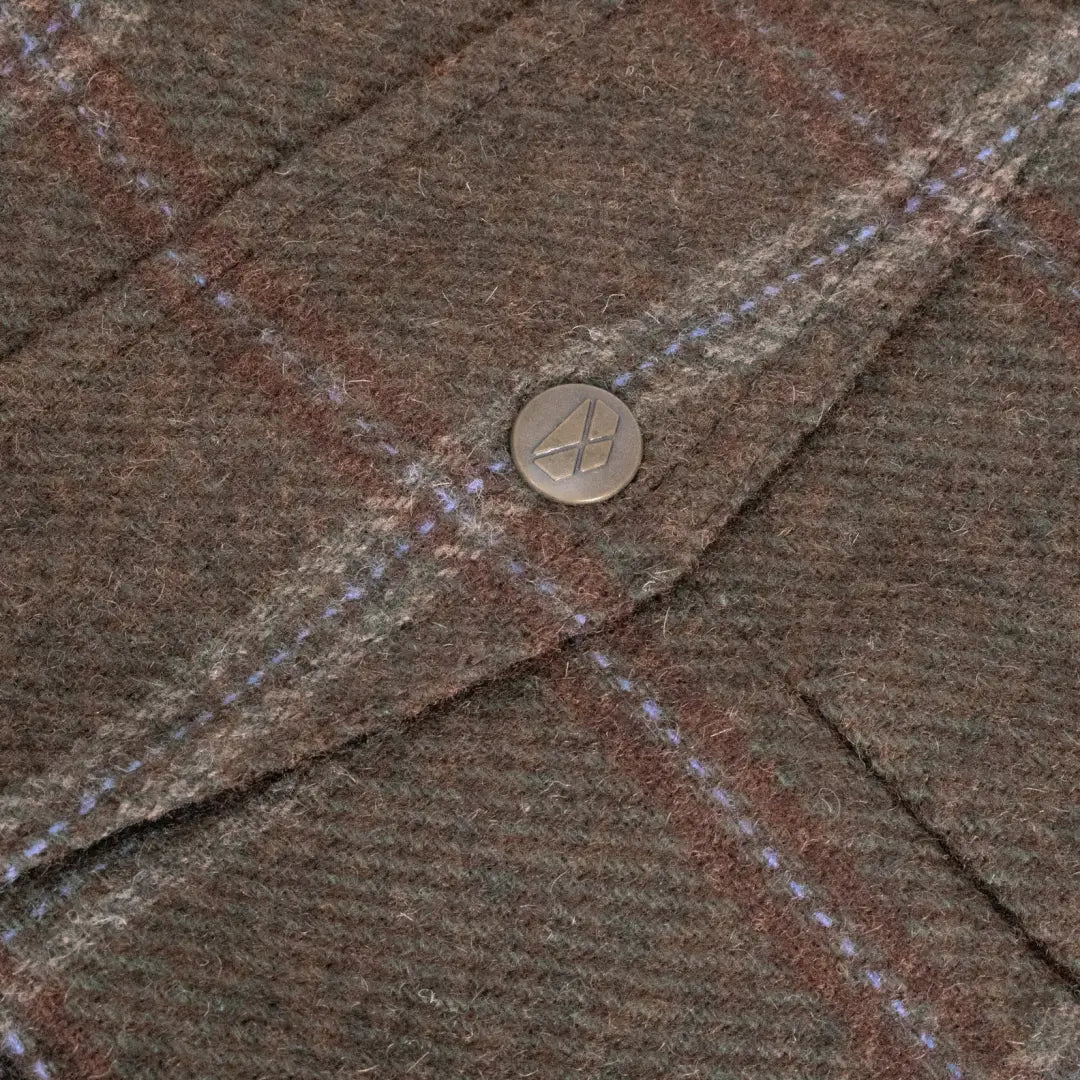 Tweed fabric with plaid pattern and metal button on Hoggs of Fife Musselburgh Ladies Field Coat