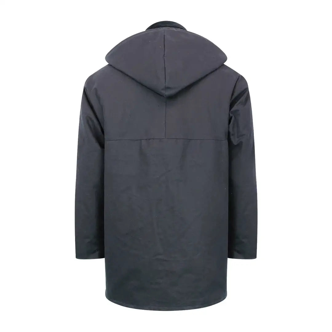 Dark gray hooded Fife Padded Wax Jacket with zipper front, perfect for rainy days