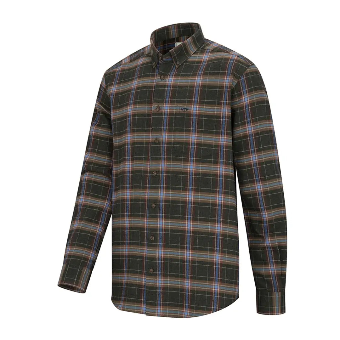 Plaid flannel button-up shirt showcasing double brushed cotton for cozy style and comfort