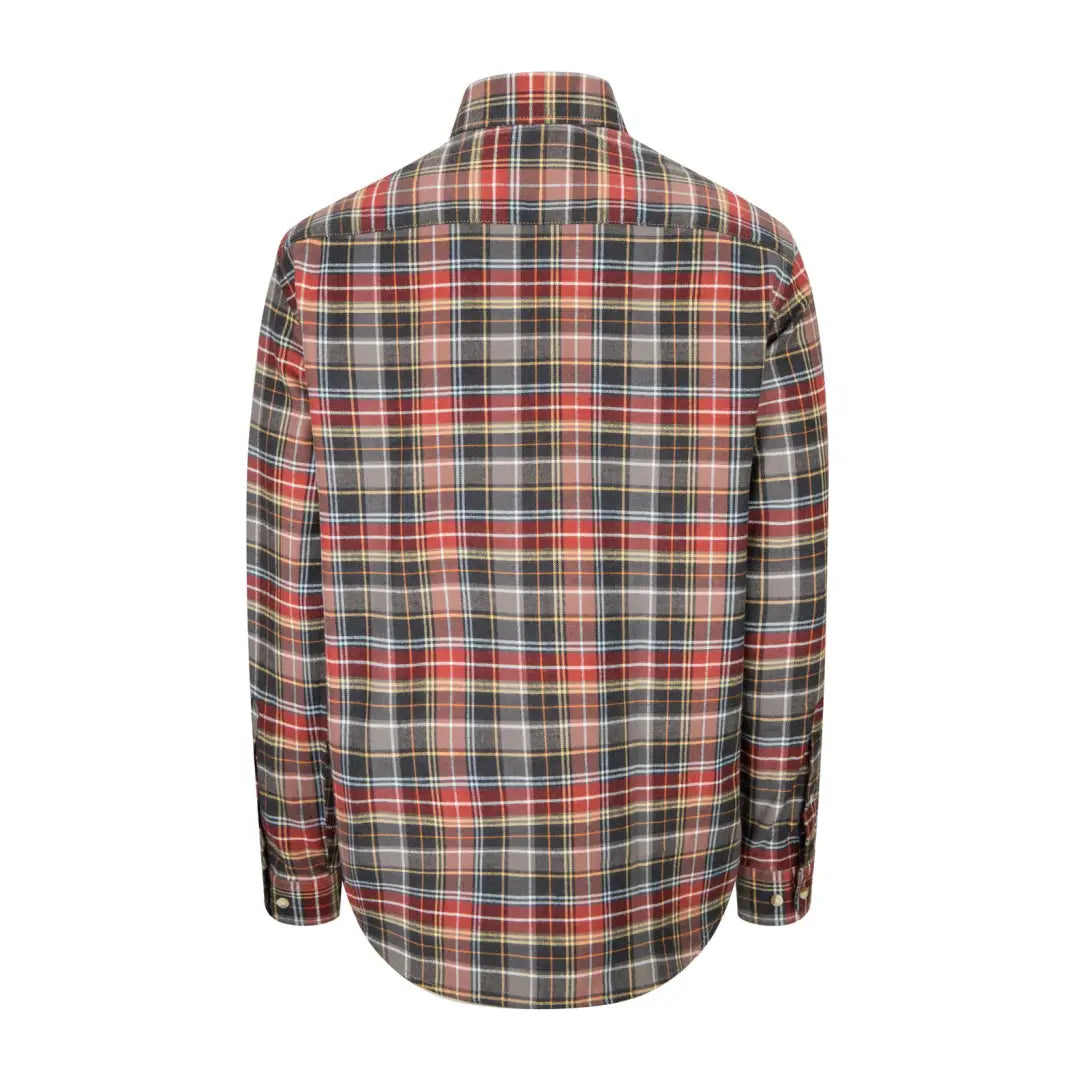 Plaid button-up shirt in red, gray, and white from Hoggs Of Fife Pitlochry Flannel Check