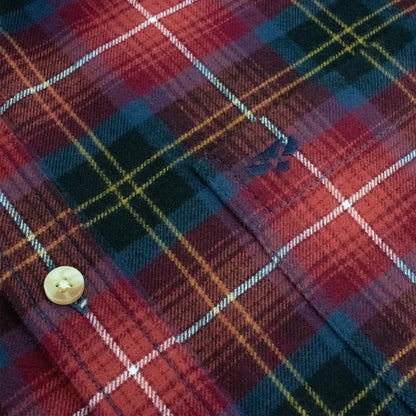 Plaid fabric and button on Hoggs of Fife Pitmedden Shirt, perfect for country clothing