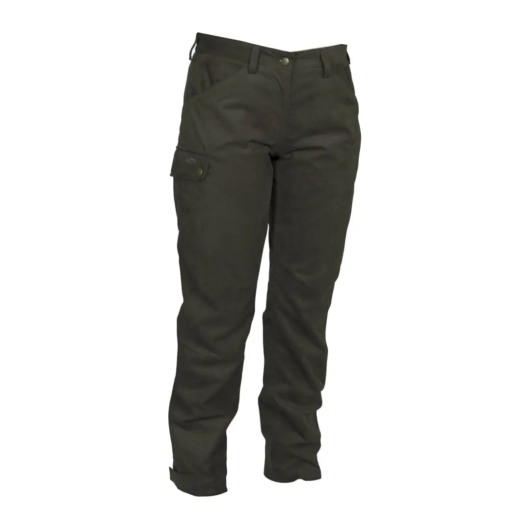 Dark green Hoggs Of Fife Ladies Field Trousers with side pockets and belt loops