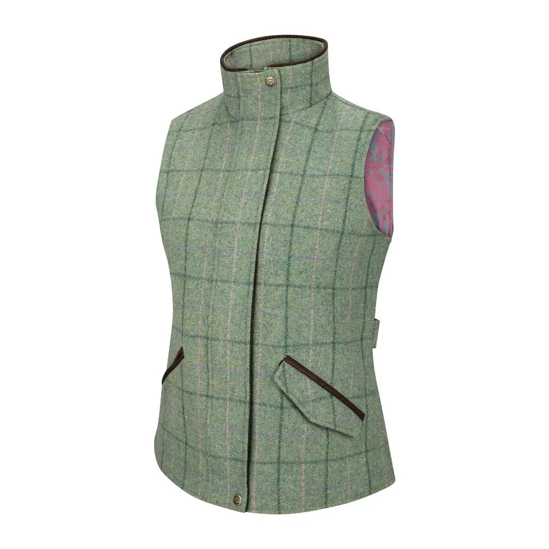 Green plaid quilted vest with high collar, perfect for the Hoggs of Fife Roslin Ladies