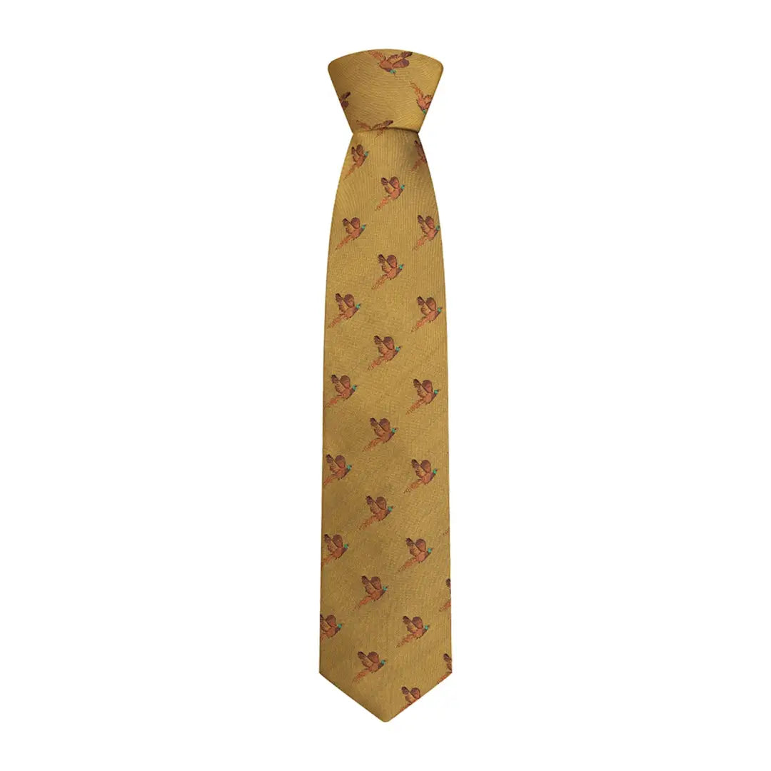 Yellow Hoggs of Fife Silk Country Tie featuring cute brown squirrels. Perfect for hunting!