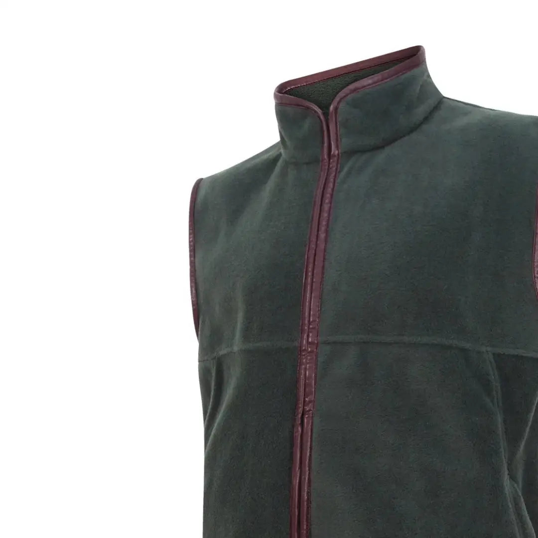 Dark green fleece vest with maroon trim, perfect for the Hoggs of Fife Stenton Technical style