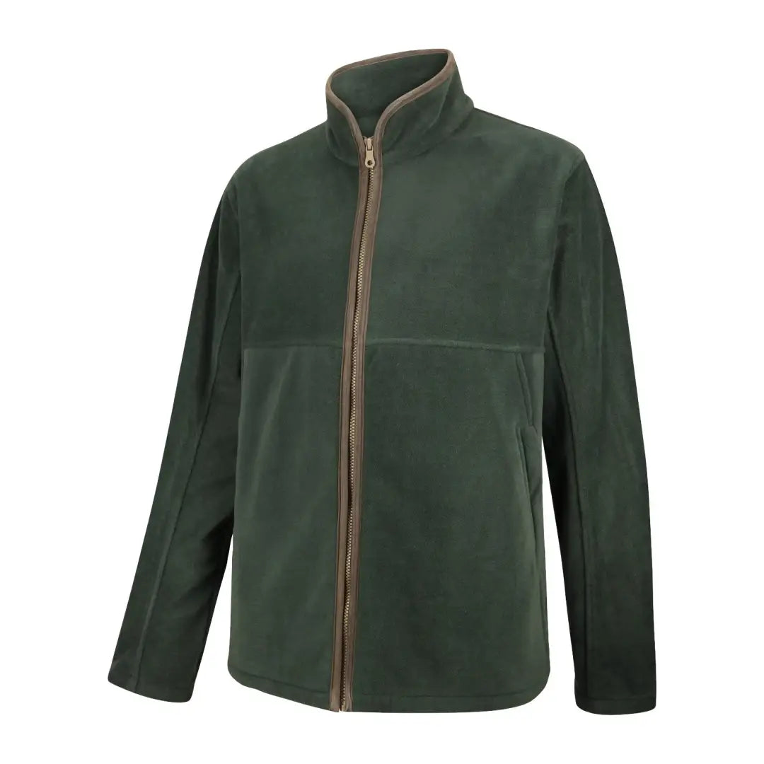 Dark green Hoggs Of Fife Stenton Technical Fleece Jacket with zipper and collar