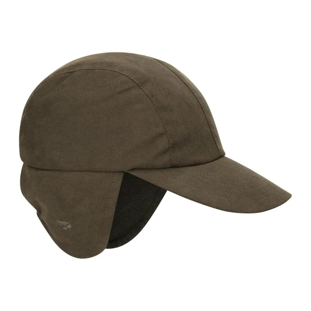 Olive green Struther hunting cap with ear flaps and brim perfect for Fife’s Struther hunting