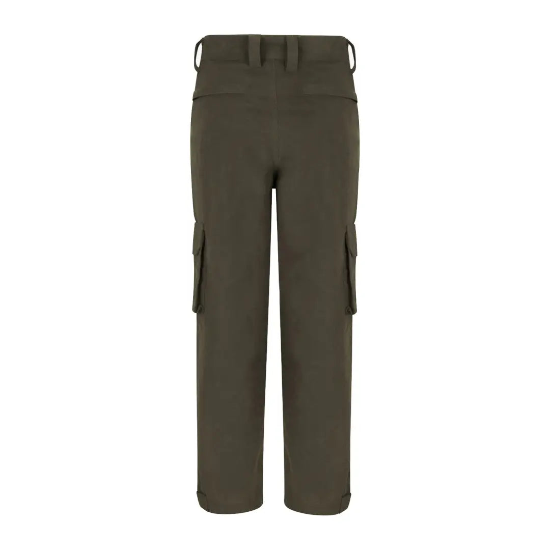 Olive green Hoggs Of Fife Struther Junior Waterproof Trousers with two jetted pockets