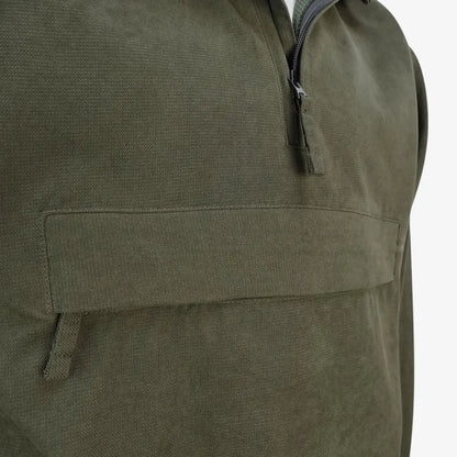 Olive green quarter-zip pullover in Hoggs Of Fife Struther Waterproof Field Smock