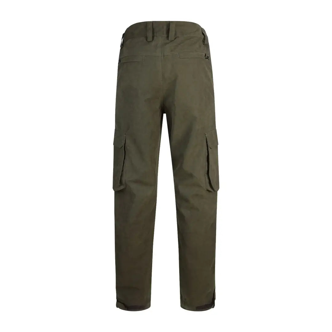 Olive green Fife Struther field trousers with pockets and belt loops, perfect for adventures