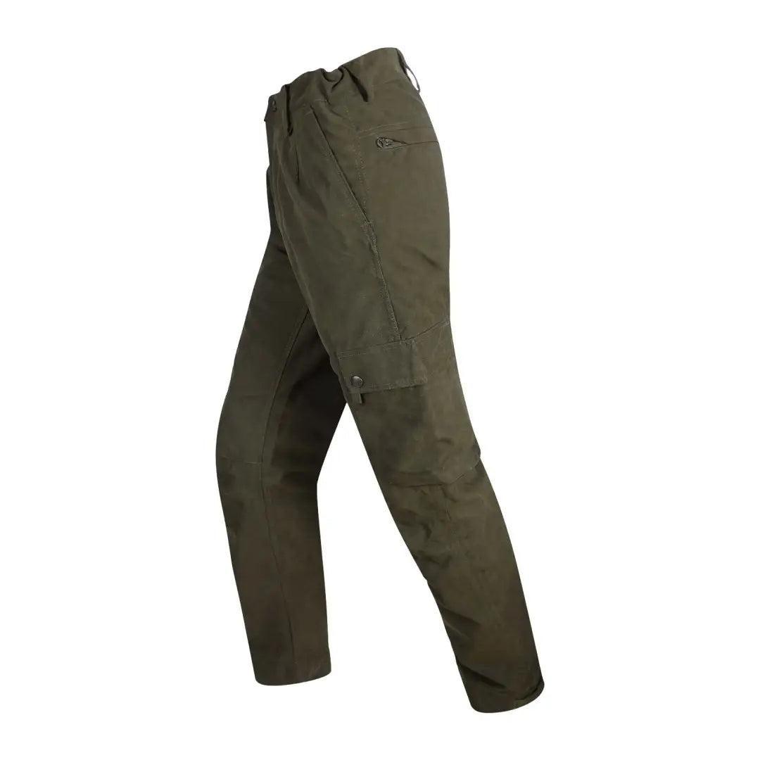 Olive green Fife Struther Field Trousers with reinforced knees for outdoor adventures