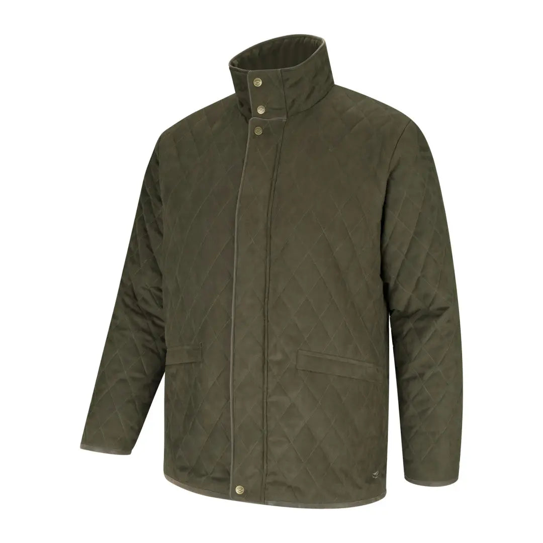 Dark green Hoggs of Fife Thornhill Quilted Jacket with high collar and front zipper