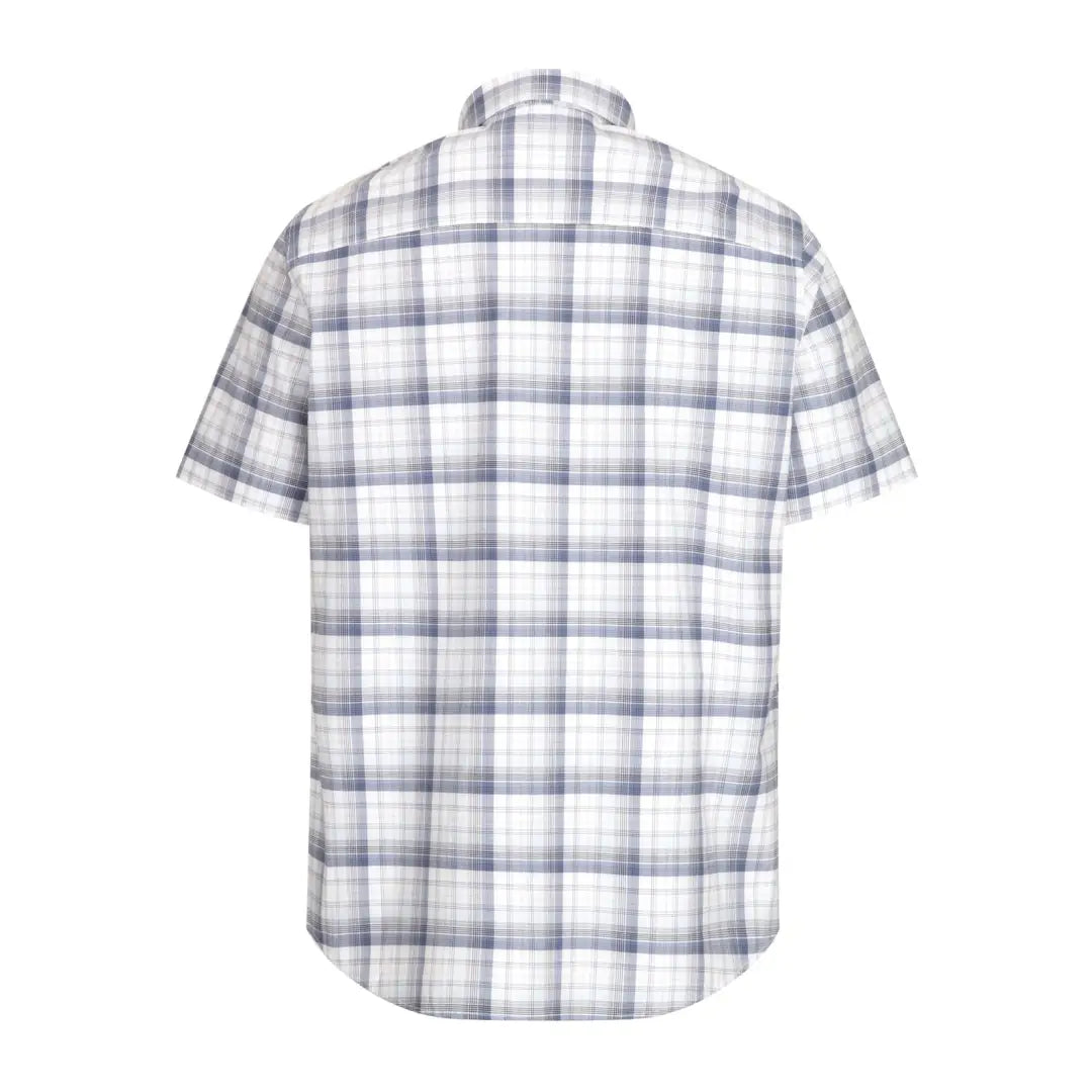 Short sleeve shirt in plaid white, gray, and blue from Hoggs of Fife Tresness Short