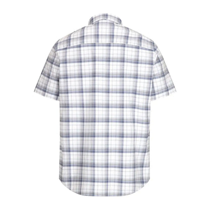 Short sleeve shirt in plaid white, gray, and blue from Hoggs of Fife Tresness Short