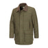 Olive green Hoggs of Fife Tummel Tweed Field Coat with brown collar and pockets