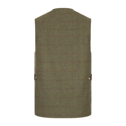 Olive green utility vest with pockets from Hoggs of Fife Tummel Tweed Field collection