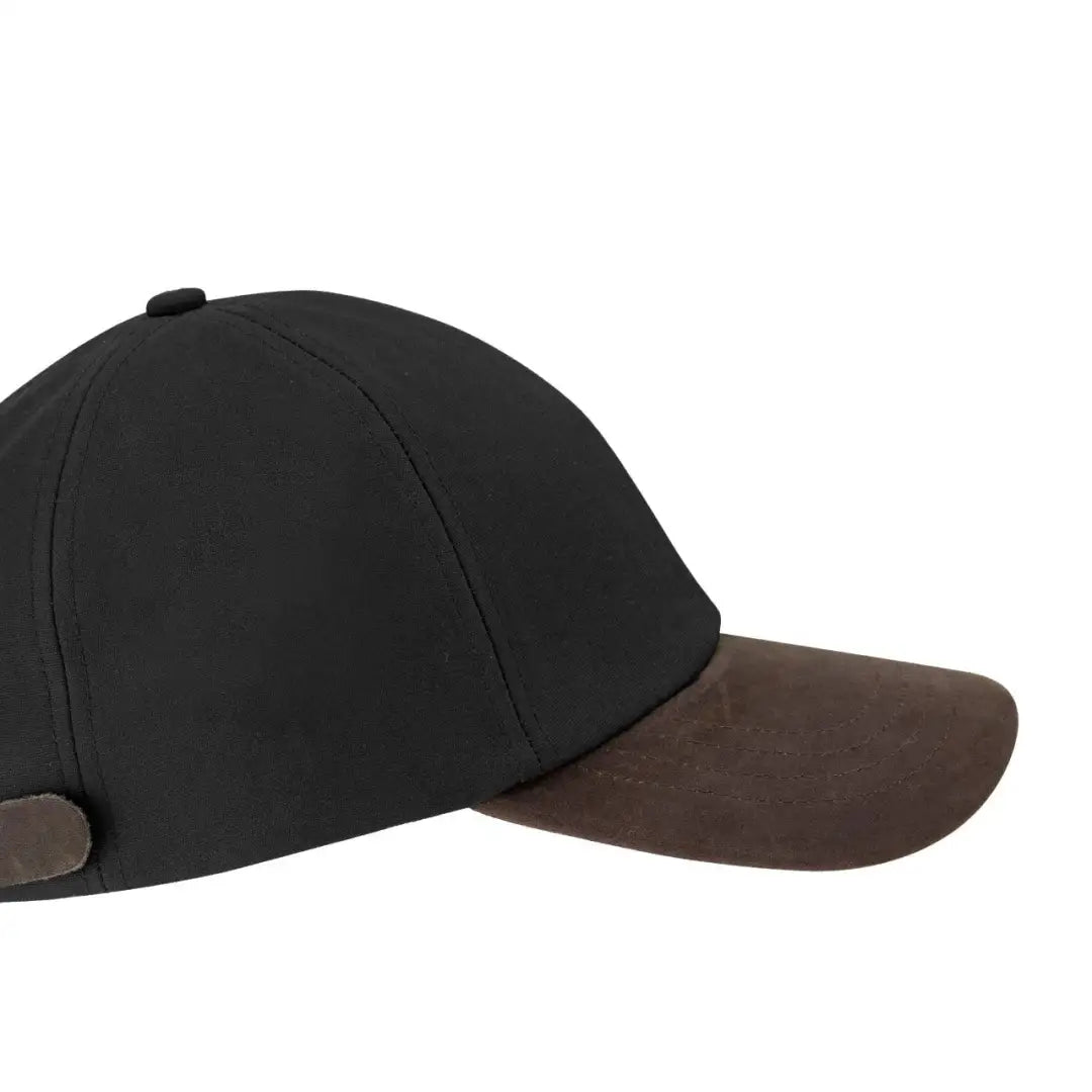 Black baseball cap with brown brim from Hoggs Of Fife Waxed Baseball Cap collection