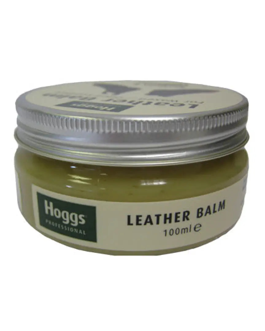 Jar of Hoggs leather balm with silver lid for Fife waxed leather care