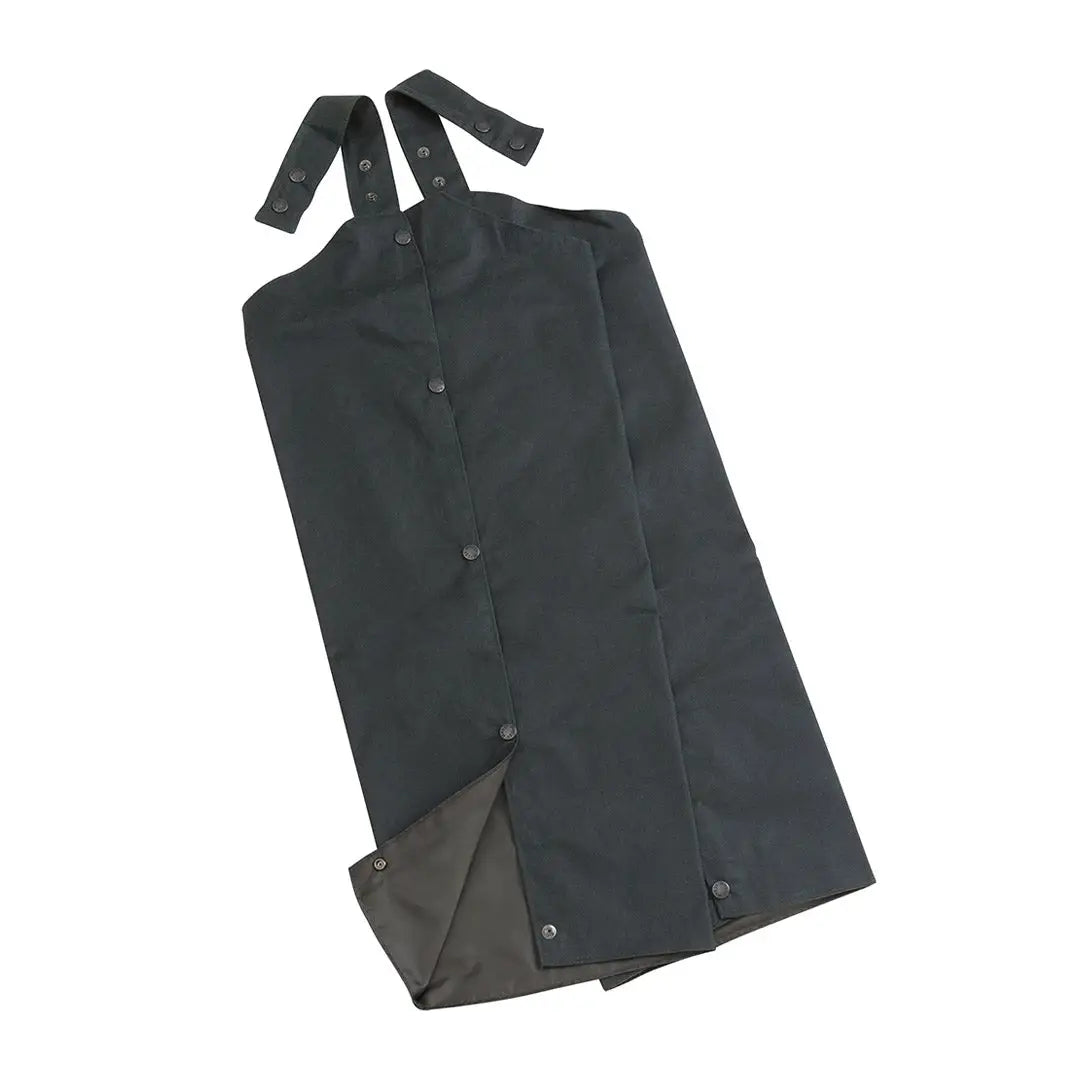 Black garment bag with straps for Fife Waxed Leggings and snap closures for easy storage