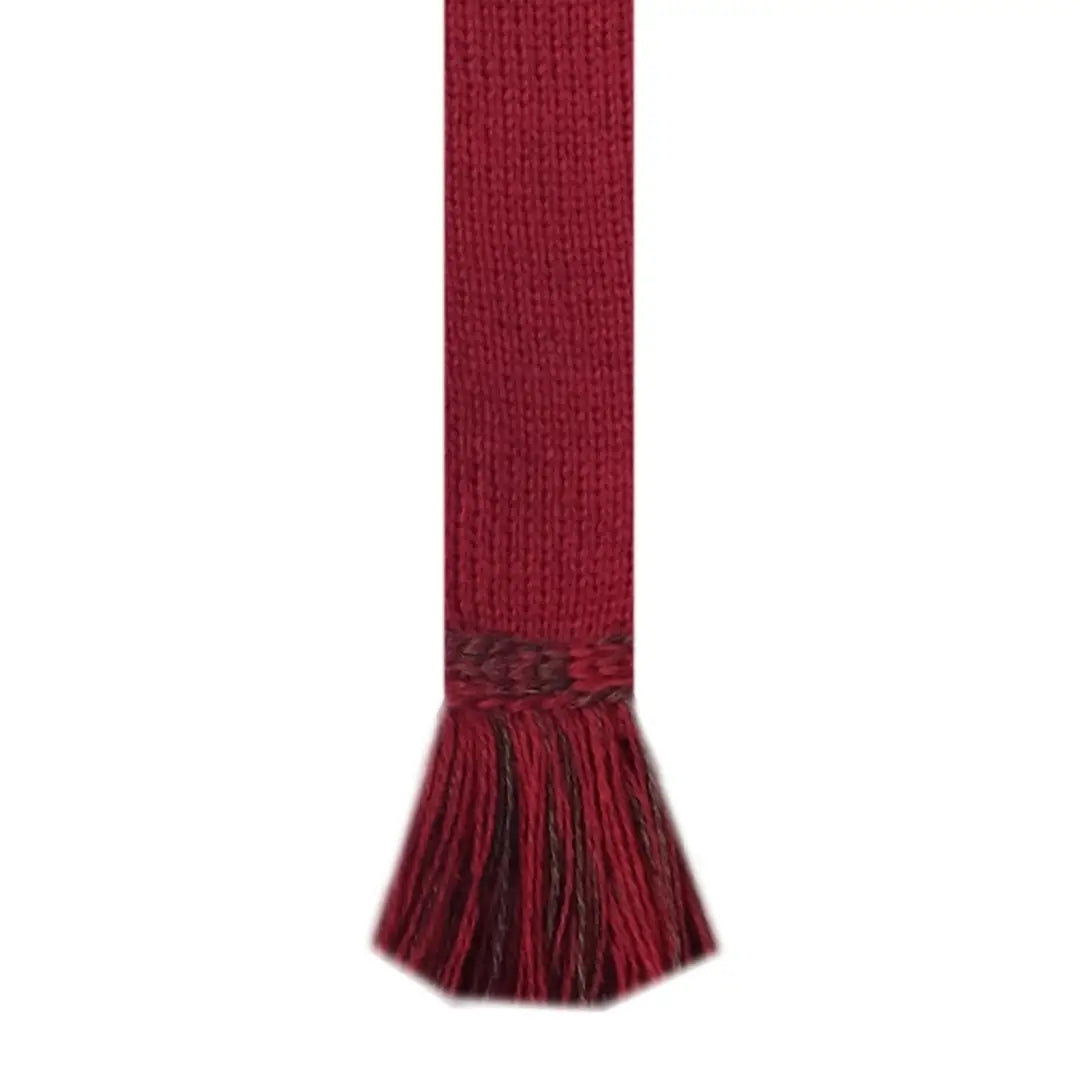 Burgundy knitted scarf with fringed ends perfect for country clothing and hunting adventures