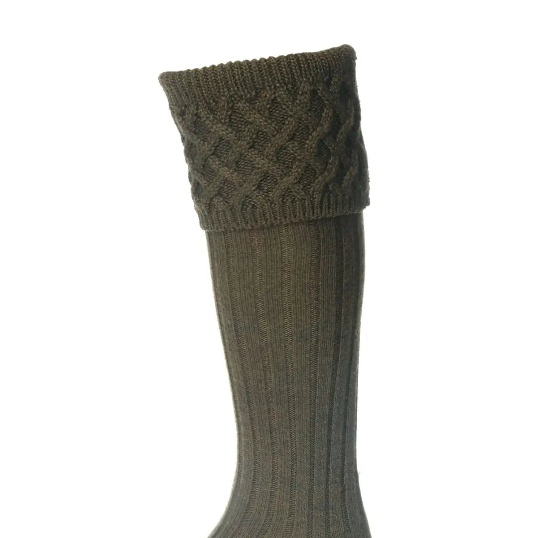 Olive green House of Cheviot Rannoch Socks in a cozy merino wool blend design