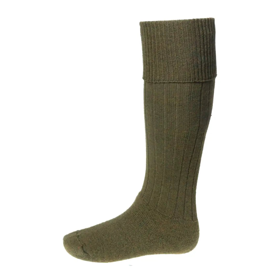 Olive green House of Cheviot Scarba Socks, ribbed texture in a cozy merino wool blend